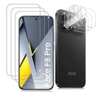 Datree Pack of 3 Tempered Glass for Xiaomi Poco F8 Pro and 3 Camera Protection, 9H Hardness Tempered Glass, Anti-Scratch Tempered Glass, Bubble-Free Screen Protector, HD Screen Protector Film