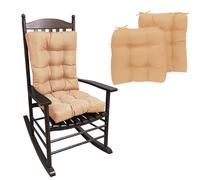 DATSH 2 Pack Waterproof Garden Rocking Chair Cushions with High Back & Ties, 8cm Thick Padded Replacement Seat Pads for Indoor Outdoor Rattan Chairs, Sofas & Sunloungers (Khaki,19×19in)