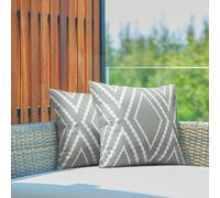 DATSH 2 PCS Waterproof Outdoor Cushion Covers with Pillow Inserts, Car Sofa Bench Garden Decorative Chair Cushion Pads Patio Throw Pillows, Geometric 45 x 45cm (Grey,45x45cm)