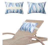 DATSH Garden Sunlounger Head Pillow - 2-Pack Waterproof Head Cushion with Adjustable Elastic Band & Striped Print for Patio, Garden, Deck Chairs, Folding Hanging & Camping Outdoor Furniture (C)
