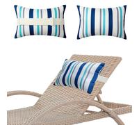 DATSH Garden Sunlounger Head Pillow - 2-Pack Waterproof Head Cushion with Adjustable Elastic Band & Striped Print for Patio, Garden, Deck Chairs, Folding Hanging & Camping Outdoor Furniture (B)