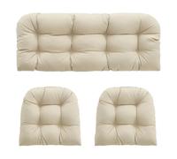 DATSH Waterproof 3-Piece Garden Chair Cushions Set - Outdoor Seat & Backrest Pads for Rattan Furniture, Patio Swing & Bench - Weather Resistant Replacement Cushions for Patio Garden Furniture (Beige)