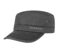Stetson Datto Men's Army Cap - Water-Repellent Cotton Cap - Summer/Winter - Army Cap with UV 40+ Sun Protection - Washed Leather Look (Oilskin) - Urban Cap Black S (54-55 cm)