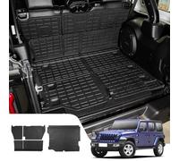 Dattumar Jeep Wrangler JL 4-Door Trunk Mat Cargo Liner All Weather Back Seat Cover Protector 2018-2024 JL Accessories (Trunk Mat+Backrest Mats)