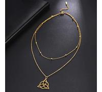 datunn Gold Celtic Knot Double Layer Necklace for Women, 16 inches, Yellow Gold, No Gemstone, Boho Style, Choker, Gift for Women
