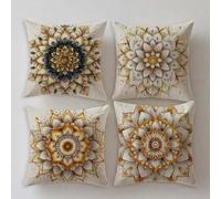 Datura Cushion Covers 16x16in Outdoor Cushions Waterproof Linen Square Pillowcase Double Sided Printing Modern Set of 4 Decorative Pillows for Garden Furniture Balcony Room Farmhouse Summer Gifts S781