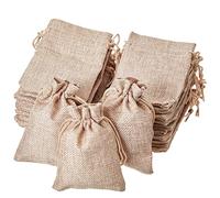 Daucin 50 Pcs Drawstring Burlap Bags, 9 x 12 cm Wedding Sacks Linen Sack Resusable Jute Gift Bags for Wedding Party Birthday DIY Craft Halloween Christmas