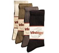 DAUCO 4 Pairs Natural 98% Cotton Crew Socks - Seamless, Breathable, Cozy Fall & Winter Socks for Women & Men, 4 Pairs - Mixed Color7, 4-9 UK