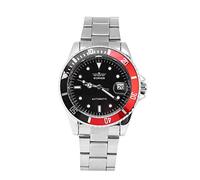 DAUERHAFT 3 Colors Male Automatic Mechanical Watch,with 12 Hours Display,Stainless Steel Band Wristwatch,for Various Outfits and Occasions(Red & Black)