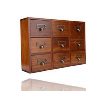 DAUERHAFT Wood Storage Drawer Organizer, Pine Wood, 9 Compartments, Vintage Design, for Home Office