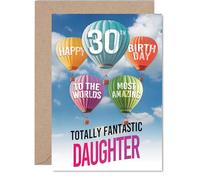 Daughter 30th Birthday Card - Most Amazing Hot Air Balloon - Happy Birthday Card for 30 Year Old Daughter from Dad Mum, A5 Balloons Stars Bday Greeting Cards