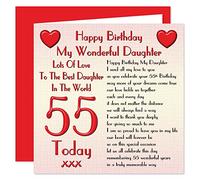 Daughter 55th Happy Birthday Card - Lots Of Love To The Best Daughter In The World - 55 Today