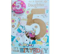 Daughter 5th Birthday Card - ' for A Dear Daughter You are 5 Today" Badged