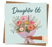 Daughter 66 Birthday Card, Floral Bouquet Design with Elegant Script Greeting for Daughter's 66th Birthday