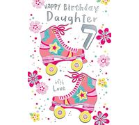 Daughter 7th Age 7 With Love Roller Skates Bright Happy Birthday Card