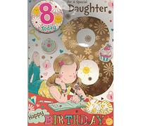 Daughter Age 8 Eight Birthday Card with Badge***9 X 6 INCHES**1ST Class Post**AE6**