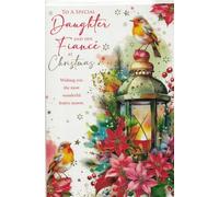 Daughter and Fiance Christmas Card Robin & Lantern 9 x 6 Inch