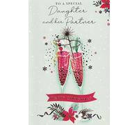 Daughter and Partner Christmas Card, Festive Drinks Design, 23 x 15 cm