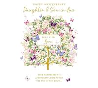 DAUGHTER and SON-IN-LAW Anniversary card Pizazz Range Elegant gold Flitter finish