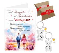 Daughter and Son in Law Anniversary Card, Wedding Anniversary Card from Mum Dad, Happy Anniversary Cards Keyring Gifts for Couple with Envelope Gift Box (Daughter & Son in Law)
