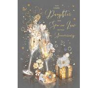 Daughter and Son in Law Anniversary, Luxury Greeting Card - From The Gorgeous Grace Range - Gold Foil Finish and Gold Envelope