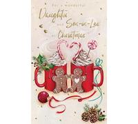 Daughter and Son-in-Law Christmas Card - Special Finishes - Gingerbread Hot Chocolates - Artistic Festive Design - Made in the UK - Eco-Friendly