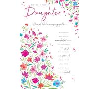 Daughter Birthday Card - Birthday Wishes Sentimental Verse - Floral Design - Special Finish and Illustrated Insert Leaf - Made in the UK