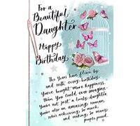 Daughter Birthday Card by Hallmark Showcasing a Cage Encompassed by Butterflies, Roses and a Robin