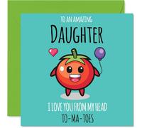Daughter Birthday Card - From My Head TO-MA-TOES - Happy Birthday Card for Daughter from Dad Mum, 145mm cute tomato Bday Greeting Cards