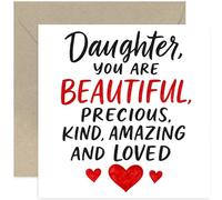 Daughter Birthday Card from Parents, 'Beautiful Kind Loved' Gift for Her, Well Done Congratulations Proud of You