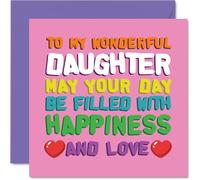 Daughter Birthday Card - Happiness And Love - Happy Birthday Card for Daughter from Dad Mum, 145mm Happiness And Love Bday Greeting Cards
