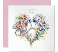 Daughter Birthday Card - Heart of Flowers - Happy Birthday Card for Daughter from Dad Mum, 145mm Floral Bouquet Greeting Cards