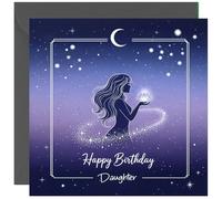 Daughter Birthday Card - Moon Goddess Mystical Birthday Card for Daughter - Space Galaxy Bday Cards