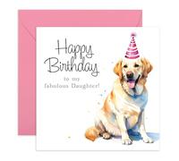 Daughter Birthday Card - My Fabulous -Sweet Greeting Card for Girls, Ladies, Family, Teens, Children, Kid, Her from Mum and Dad - Cute Labrador for Dog Lovers - Comes with Stickers
