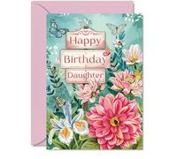 Daughter Birthday Card - Nature Floral Garden - Beautiful Happy Birthday Card for Daughter from Mum Dad, 5x7 Inch Female Floral Bday Greeting Cards