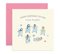 Daughter Birthday Card - Our Lovely Daughter - Adorable Penguin-Themed Greeting Card for Her, Girls, Children, Teenagers, Adult, Ladies, Granddaughter, Family, Women - Comes with Stickers