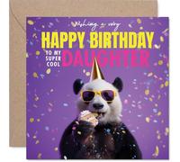 Daughter Birthday Card - Pandastic Cake - Happy Birthday Card for Daughter from Dad Mum, 145mm funny panda Bday Greeting Cards