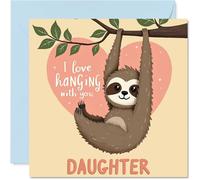 Daughter Birthday Card - Sloth Hanging Around - Happy Birthday Card for Daughter from Dad Mum, 145mm Bday Greeting Cards