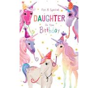 Daughter Birthday Card Unicorns 9" x 6" Lovely Verse