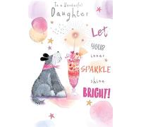Daughter Birthday Card - Wonderful Daughter - Special Finish - Artistic Dog Design - Illustrated Insert Leaf - Made in the UK - Eco-Friendly