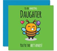Daughter Birthday Card - Youre The Bees Knees! - Happy Birthday Card for Daughter from Dad Mum, 145mm cute bee Bday Greeting Cards