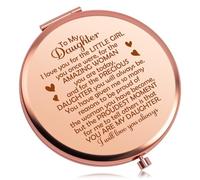 Daughter Birthday Gifts from Mum Dad Compact Makeup Mirror for Stepdaughter Daughter Inspirational Gifts Encouragement Gift from Mum Dad Graduation Wedding Gift for Daughters Travel Makeup Mirror