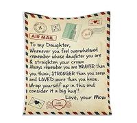 Daughter Blanket, Letter to My Daughter Blanket from Mom, Meaningful Birthday Blanket Gift for Daughter, Airmail Quilts Fleece Throw Blanket Qutoe Blanket, 50x60 Inch