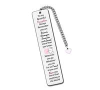 Daughter Bookmarks Graduation Gifts Inspirational Go to University Encourage Keepsake Birthday Christmas Woman Teens Distance Accompany Back to School Present Appreciate Book Accessory from Dad Mom