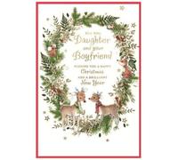 Daughter & Boyfriend Christmas Card - Festive - Size: 23cm x 15.5cm (9" x6") C75