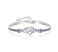 Daughter Bracelet 925 Sterling Silver Always My Daughter Forever My Friend Love Heart Infinity Adjustable Bangle Bracelet with Crystals Birthday Gift from Mum
