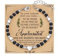 Daughter Bracelet, Granddaughter Gifts from Mom Grandma Bonus Mom Gifts Nature Stone Bead Bracelet Jewelry Birthday Gifts Sister Easter Gift Stocking Stuffers for Teens Women, Adjustable, Stainless