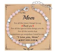 Daughter Bracelet, Granddaughter Gifts from Mom Grandma Bonus Mom Gifts Nature Stone Bead Bracelet Jewelry Birthday Gifts Sister Easter Gift Stocking Stuffers for Teens Women, Adjustable, Stainless