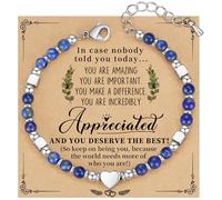 Daughter Bracelet, Granddaughter Gifts from Mom Grandma Bonus Mom Gifts Nature Stone Bead Bracelet Jewelry Birthday Gifts Sister Easter Gift Stocking Stuffers for Teens Women, Adjustable, Stainless