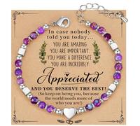 Daughter Bracelet, Granddaughter Gifts from Mom Grandma Bonus Mom Gifts Nature Stone Bead Bracelet Jewelry Birthday Gifts Sister Easter Gift Stocking Stuffers for Teens Women, Adjustable, Stainless